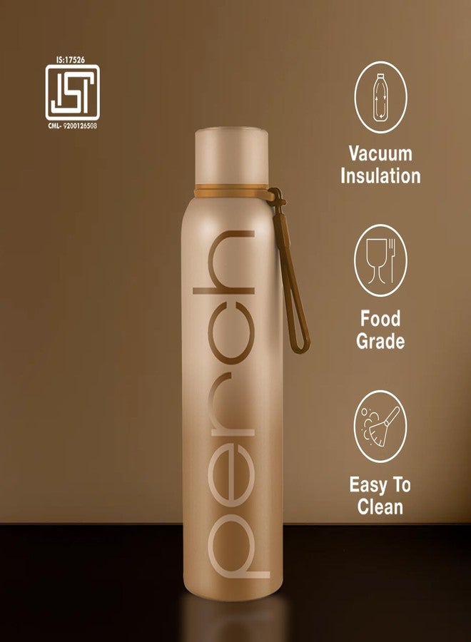 Perch Zion Hot and Cold Steel Water Bottle 720 ml, ISI Certified, Vacuum Insulated | for School, Gym, Office, Home | Leak Proof, BPA-Free | Flask for Kids, Men and Women | Beach Brown - Image 2